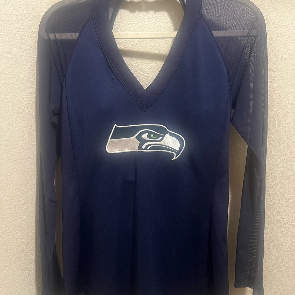 Women's Seattle Seahawks  Navy Blue Long sleeve top.